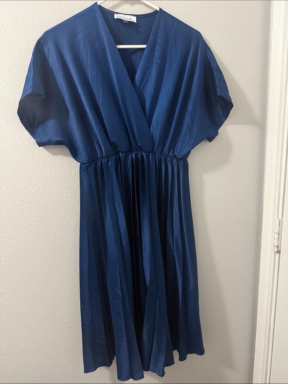 Closet Navy Blue Surplice Midi Dress